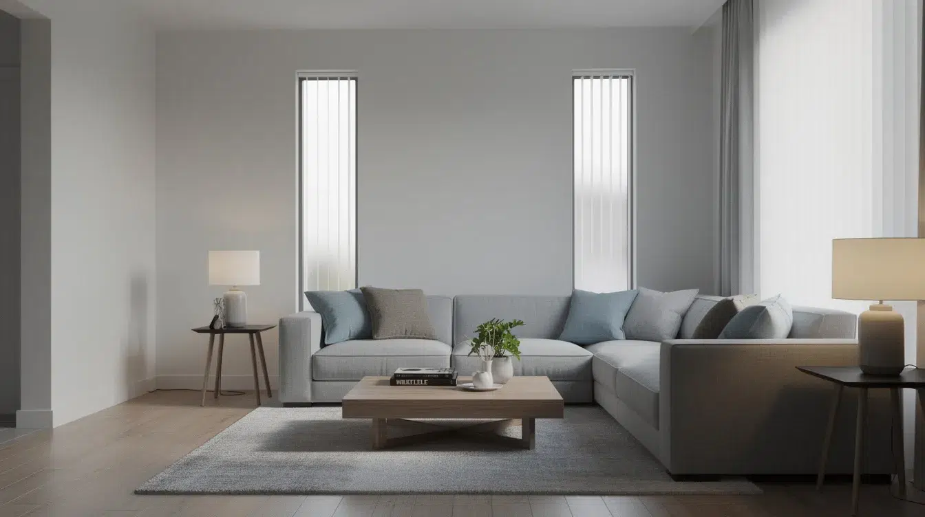 The image depicts a residential exterior view featuring high-quality impact windows designed to dramatically reduce noise pollution from outside. These windows, made with laminated glass and a vinyl interlayer, ensure soundproofing benefits by blocking sound waves from traffic and barking dogs, creating a quieter living environment.
